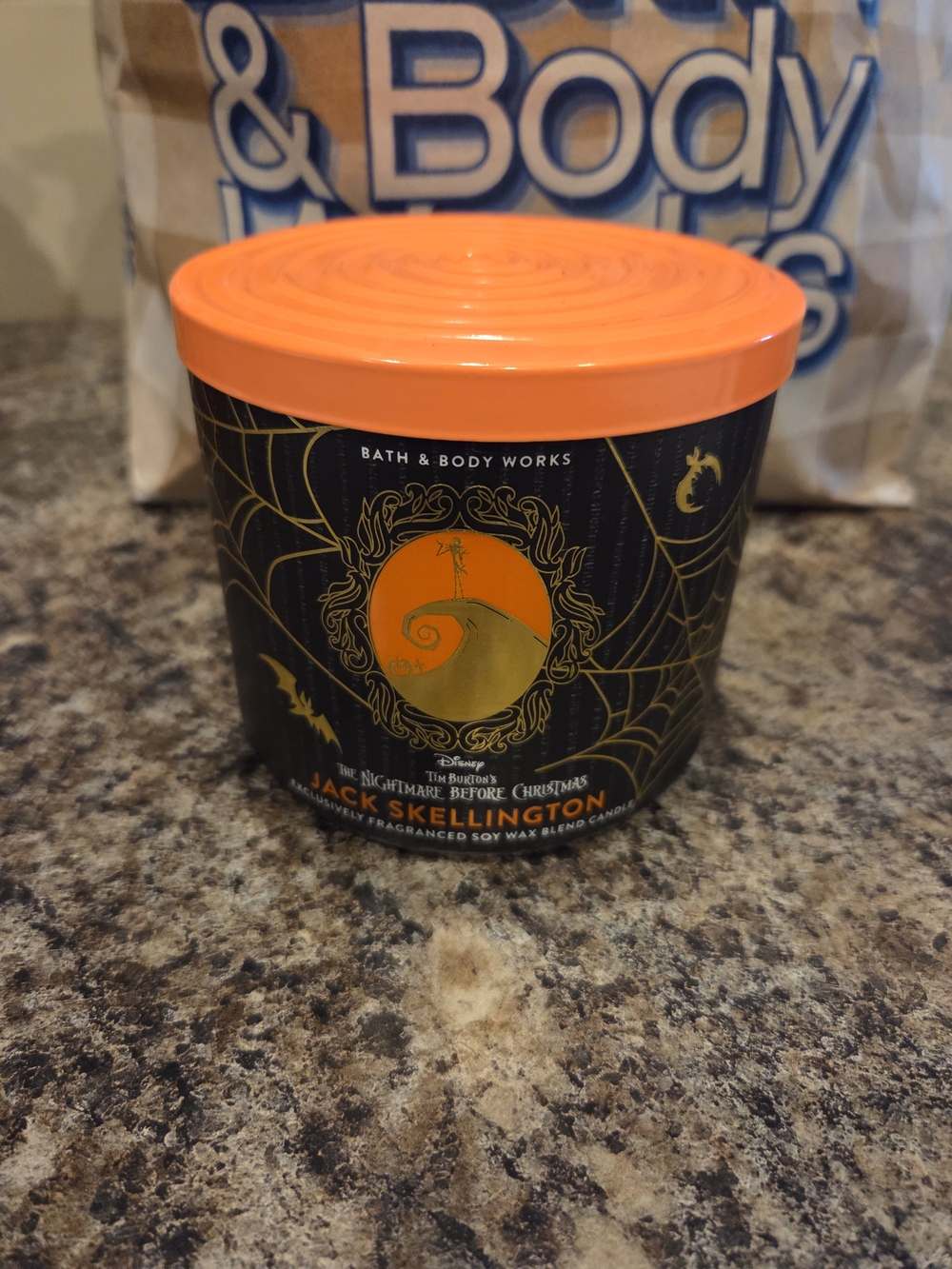 Bath & Body Works Jack Skellington Scented Candle - Orange & Black